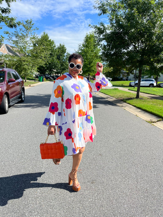 FLORAL PRINT BUTTON UP DRESS