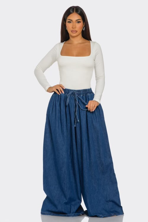 WIDE LEG DENIM PANTS