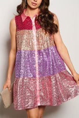 SEQUINS COLORBLOCK MINI DRESS