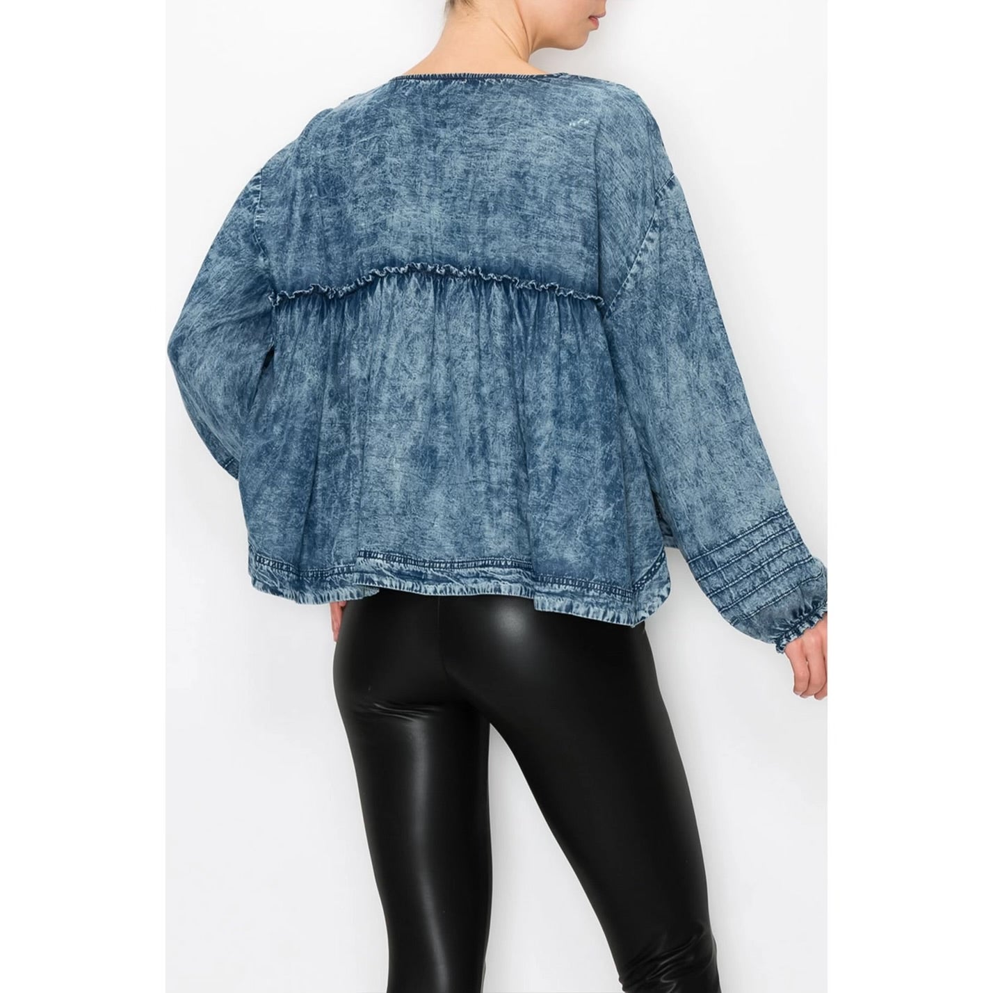 LOVE DENIM LONG SLEEVE BLOUSE