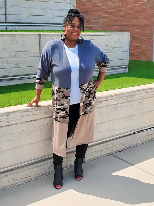 CAMOUFLAGE DUSTER CARDIGAN (curvy queens)