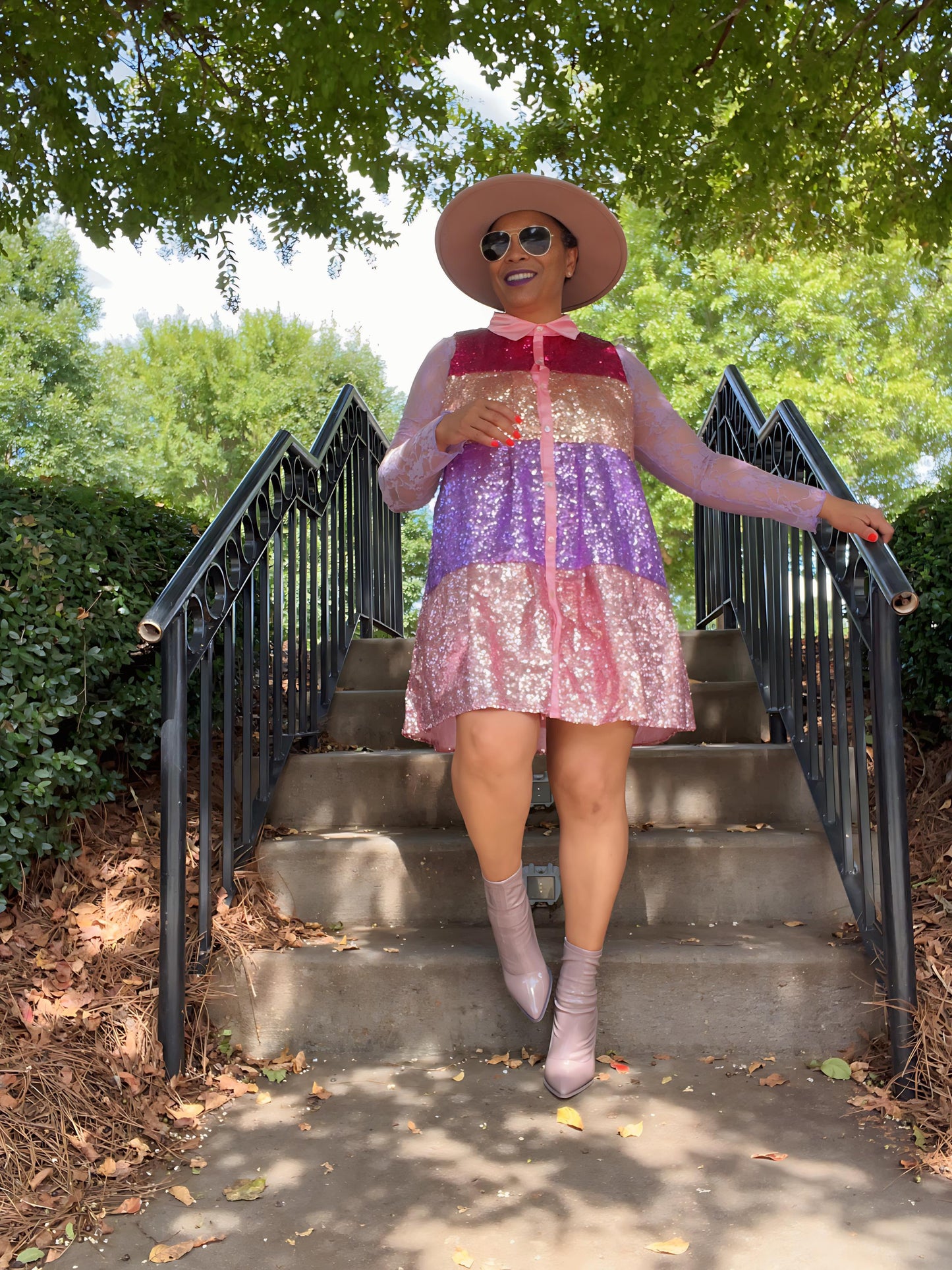 SEQUINS COLORBLOCK MINI DRESS