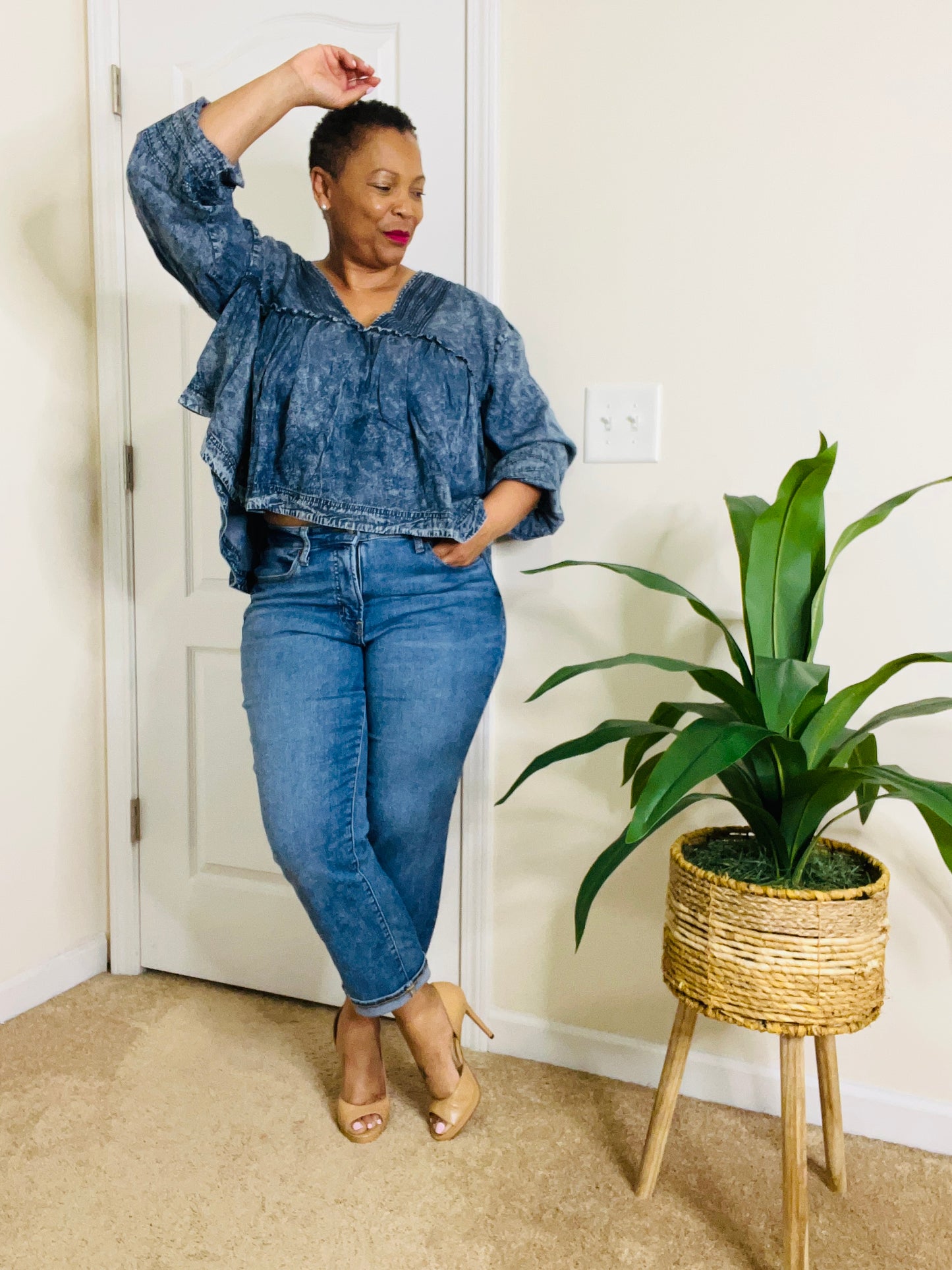 LOVE DENIM LONG SLEEVE BLOUSE