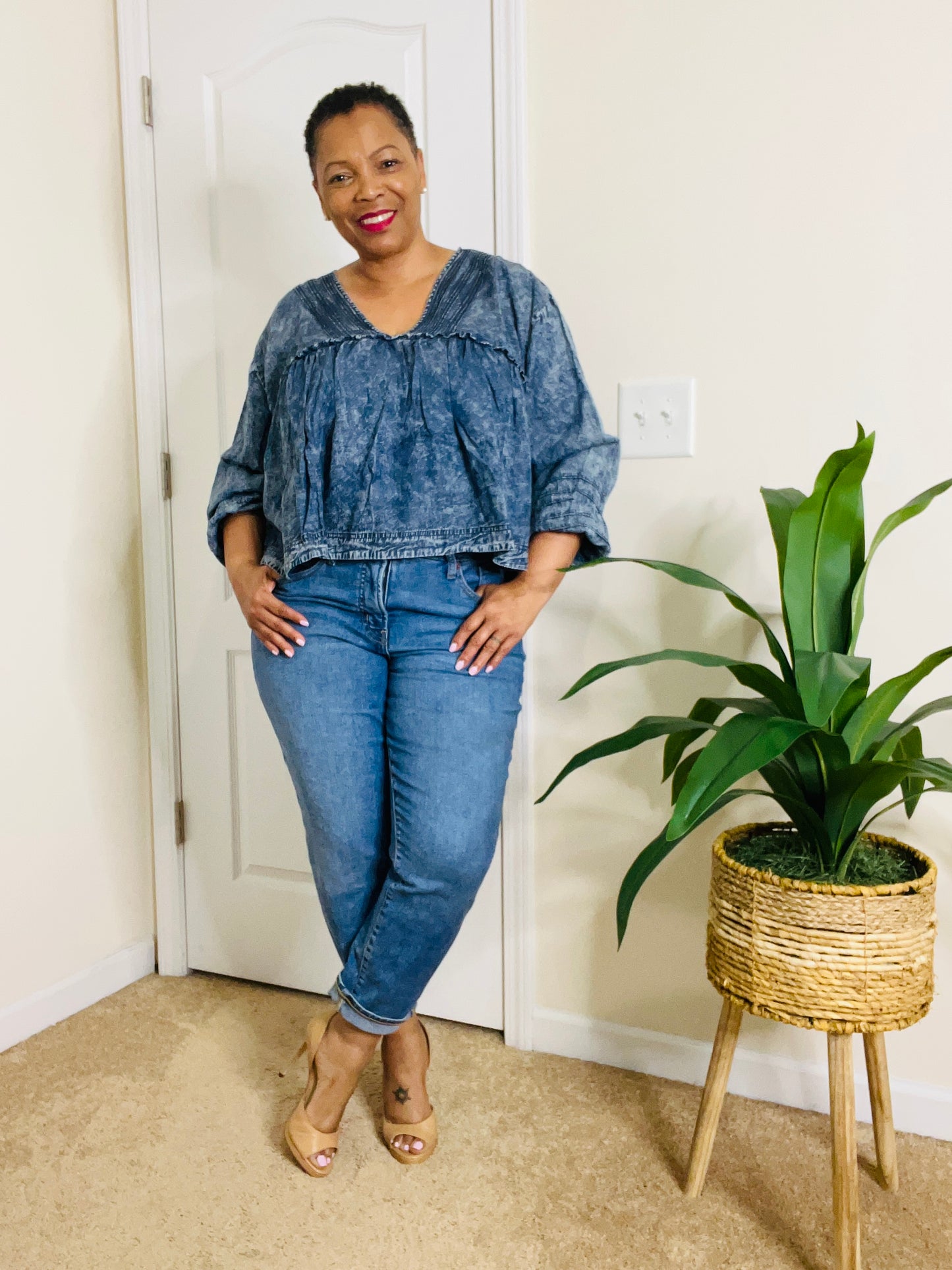 LOVE DENIM LONG SLEEVE BLOUSE